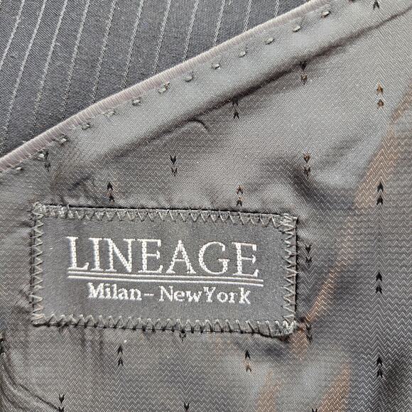 Lineage Men's Blazer 48XL 48 XL Sport Coat Gray Stripe Suit Jacket 3 Buttons - Picture 6 of 9